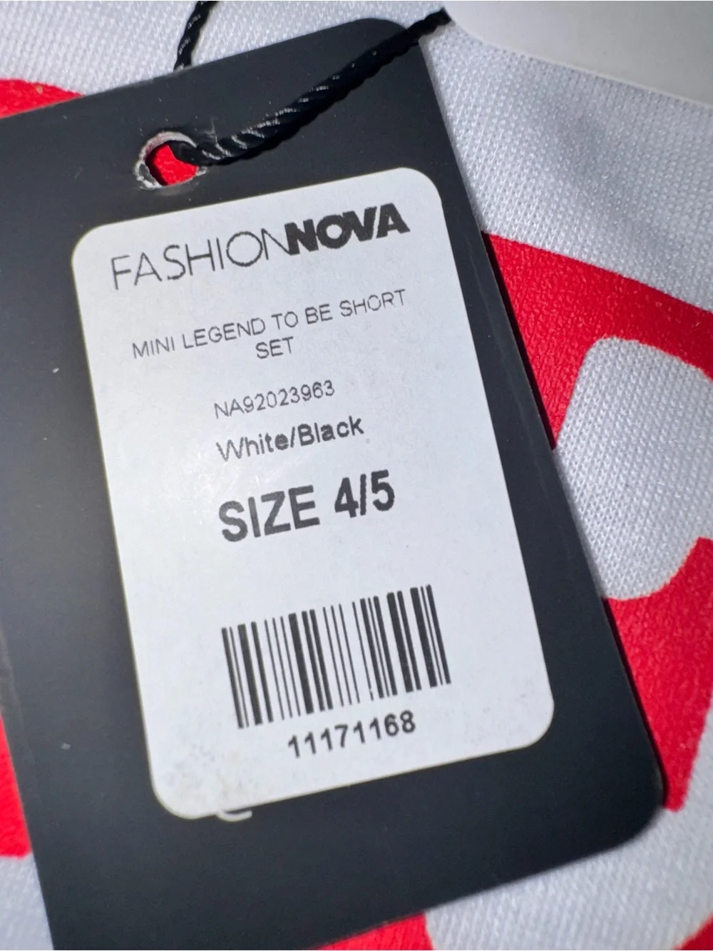 Fashion Nova White Tee & Black Shorts Set with Red Graphic